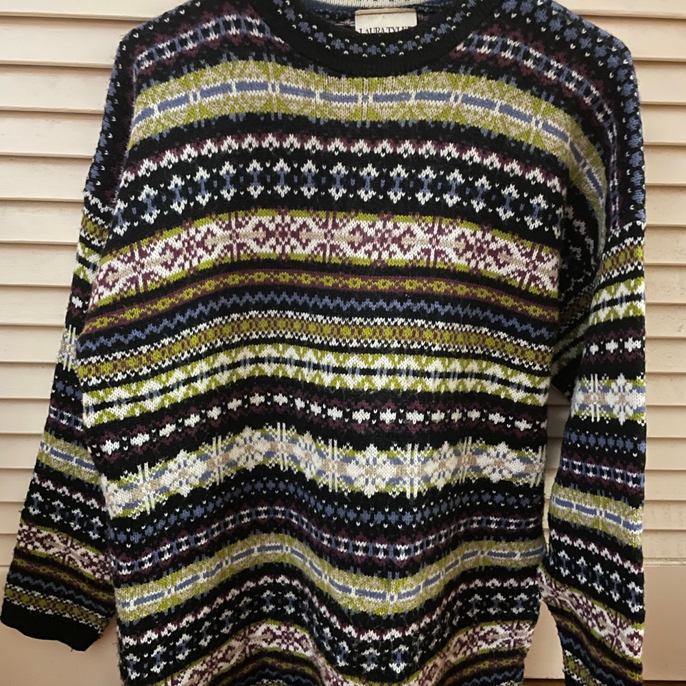 Vintage Laura Tyler Sweater, Multicolor, Knit, Large, USA made